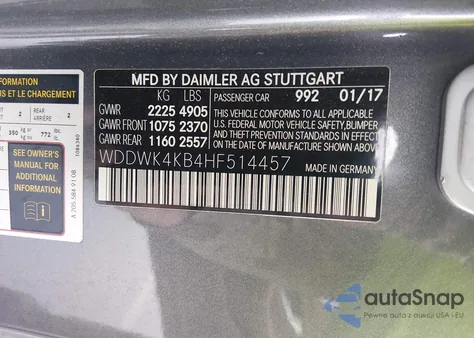 2017 Mercedes-Benz C 300 4Matic z USA, uszkodzony, nr VIN WDDWK4KB4HF514457